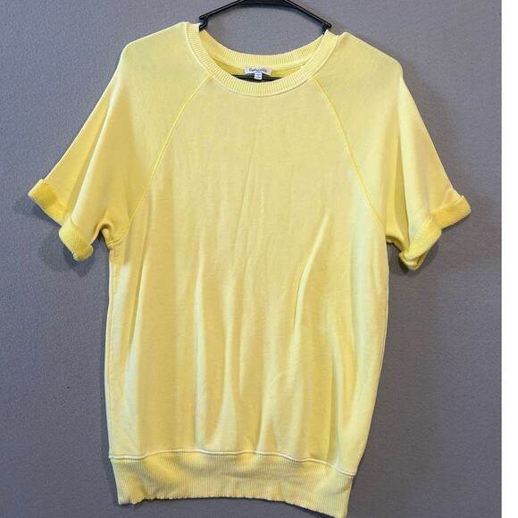 Splendid Sweater Top Womens Small Yellow Short Sleeve - Picture 1 of 4